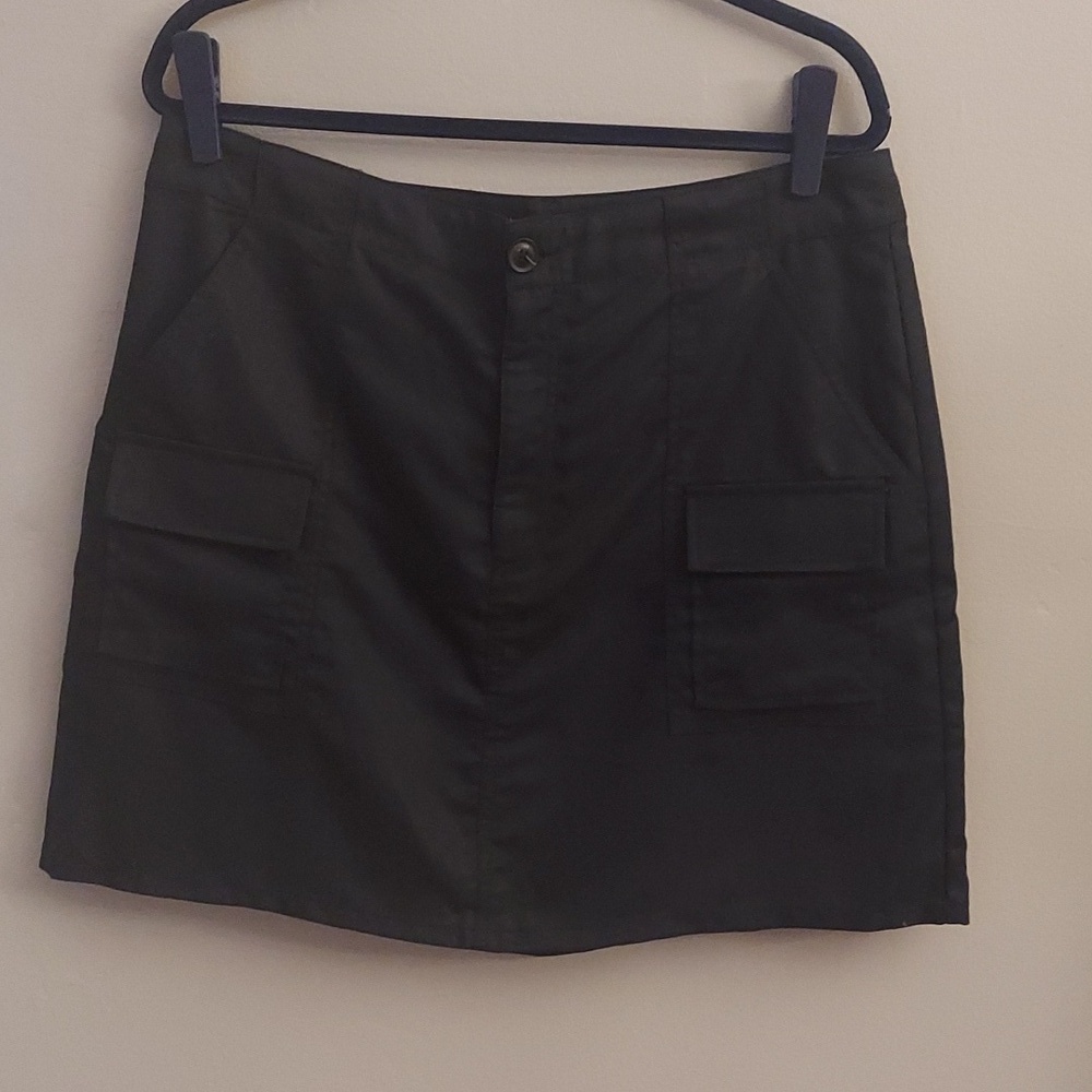 LOFT Black Cargo Lined Linen Blend A-Line Skirt 12 - Picture 4 of 15